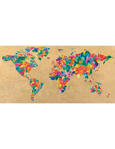 Mapa del mundo multicolor (dorado)