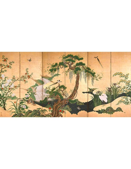 Pájaros y flores de primavera y verano