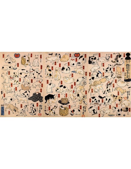 Los gatos se sugieren como las cincuenta y tres estaciones del Tokaido