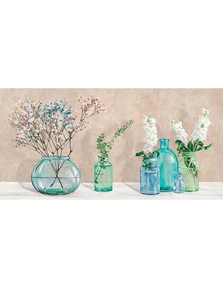 Decoración floral con jarrones de cristal