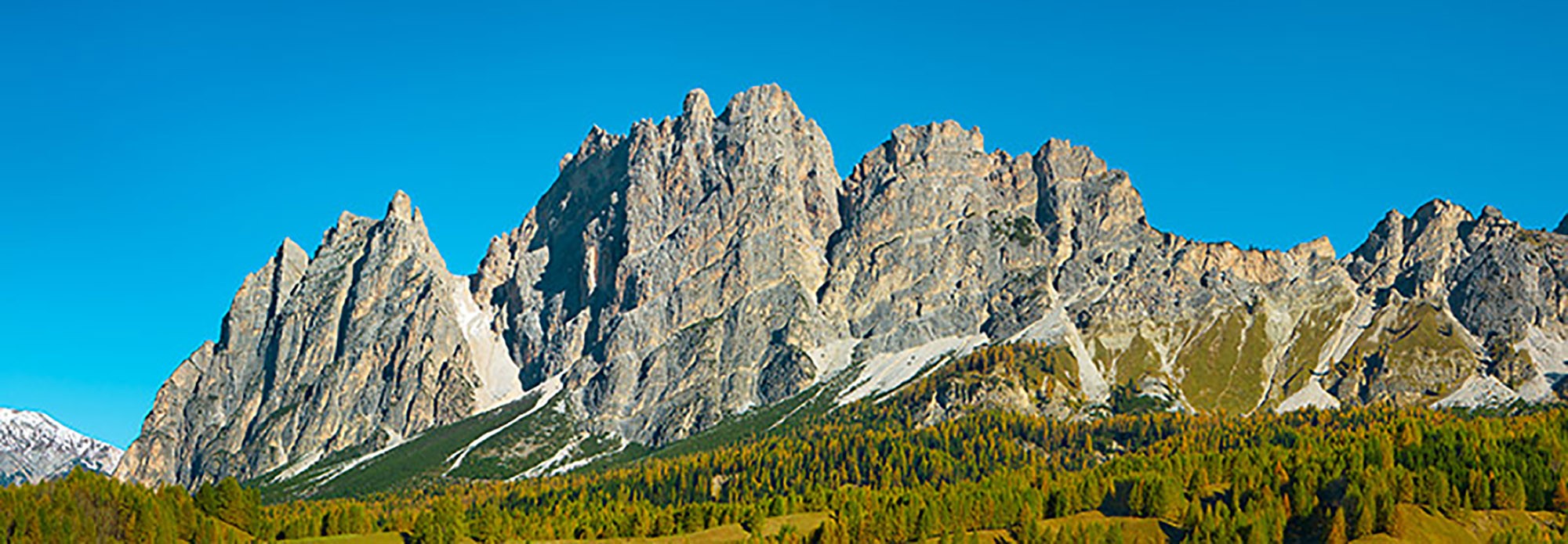 Pomagagnon y alerces en otoño, Cortina d'Ampezzo, Dolomitas Italia