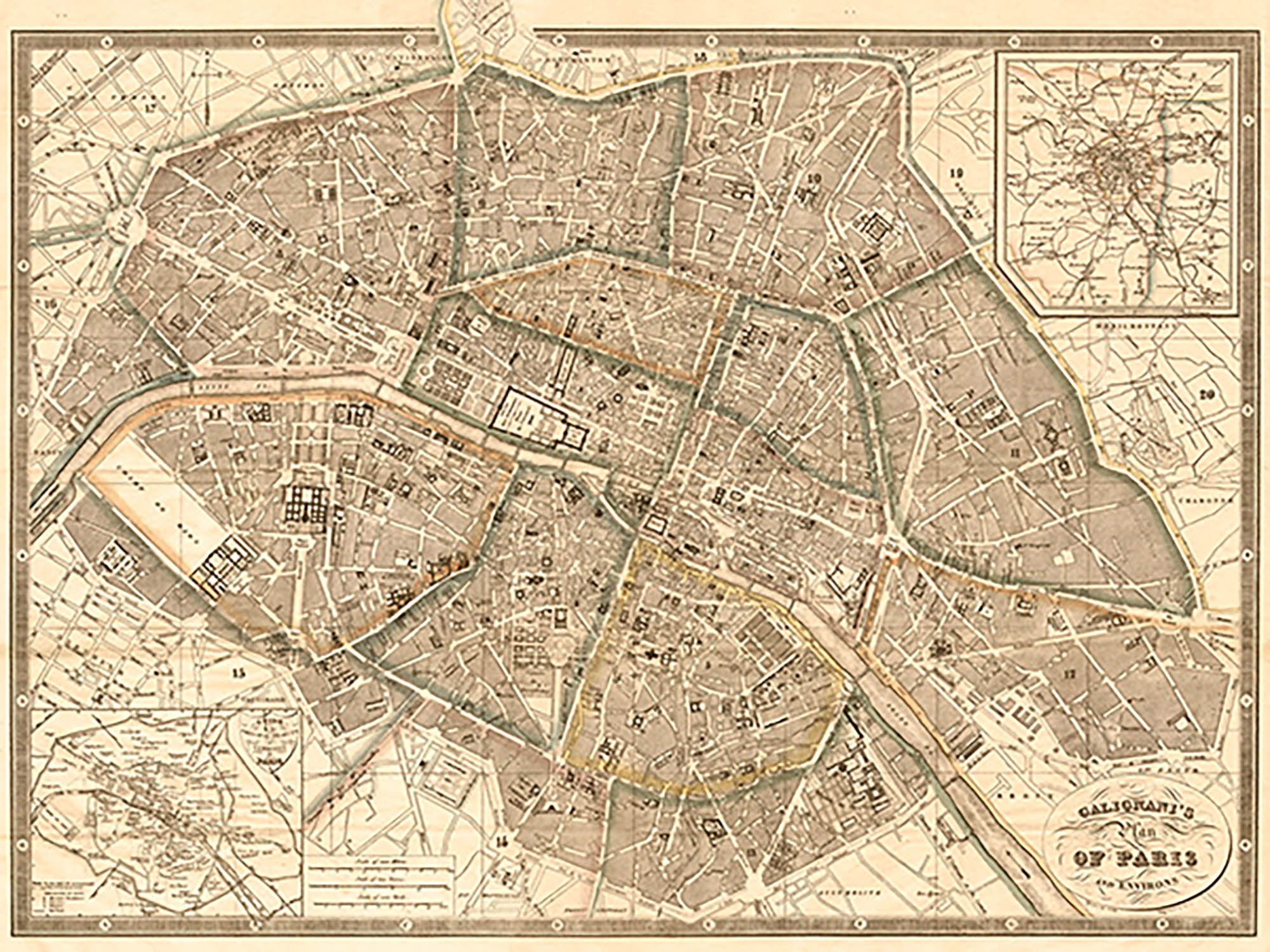 Plano de París y alrededores, 1865