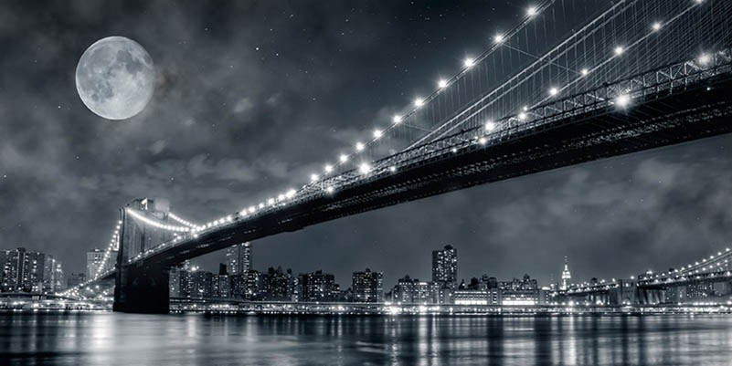 Puente de Brooklyn de noche, Nueva York