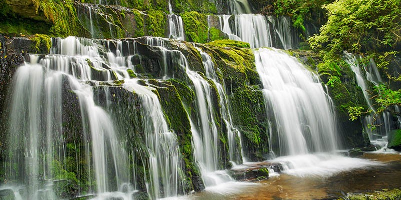 Cascada Cataratas Purakaunui, Nueva Zelanda