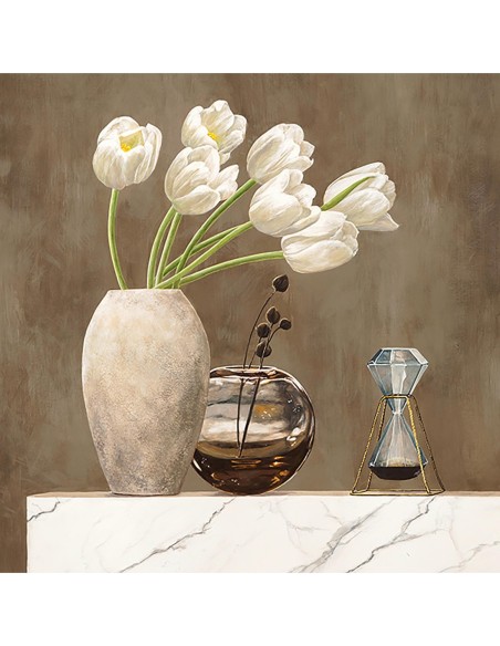 Marco floral sobre mármol blanco I