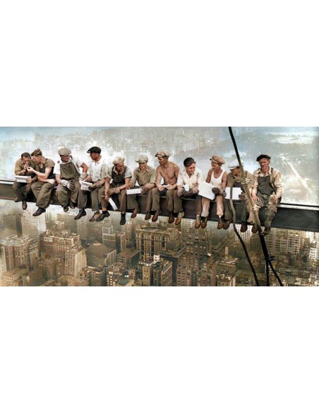 Almuerzo en lo alto de un rascacielos, Nueva York, 1932 (detalle de la versión coloreada)